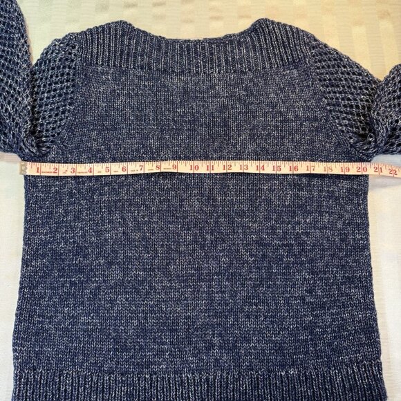 Tommy Bahama Women's Balloon Sleeved Bateau Sweater Sz M Blue/Silver metallic - Picture 7 of 13